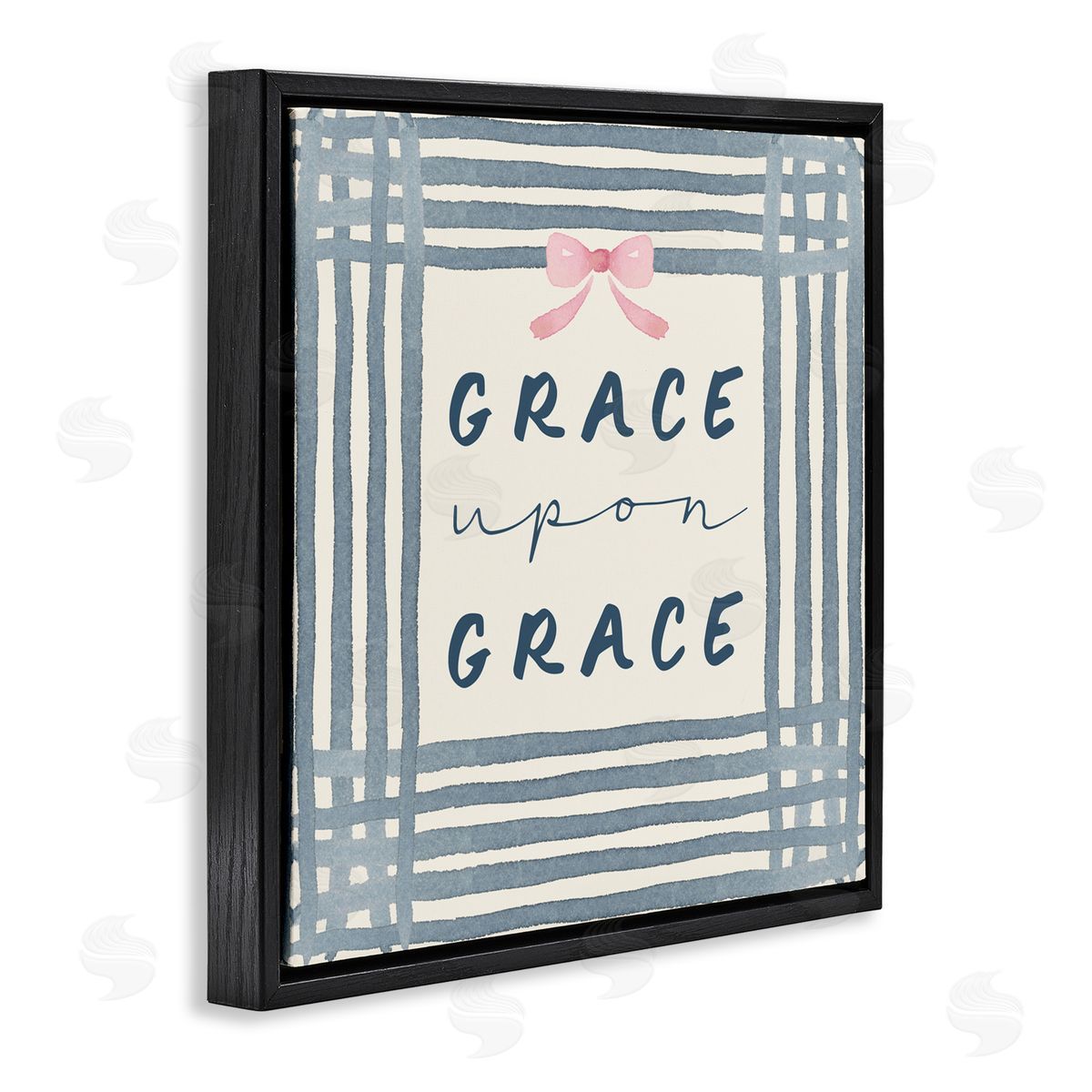 Blue Chair Blessing Upon Grace with Pink Bow Canvas Wall Art Print