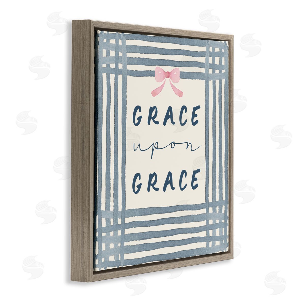 Blue Chair Blessing Upon Grace with Pink Bow Canvas Wall Art Print
