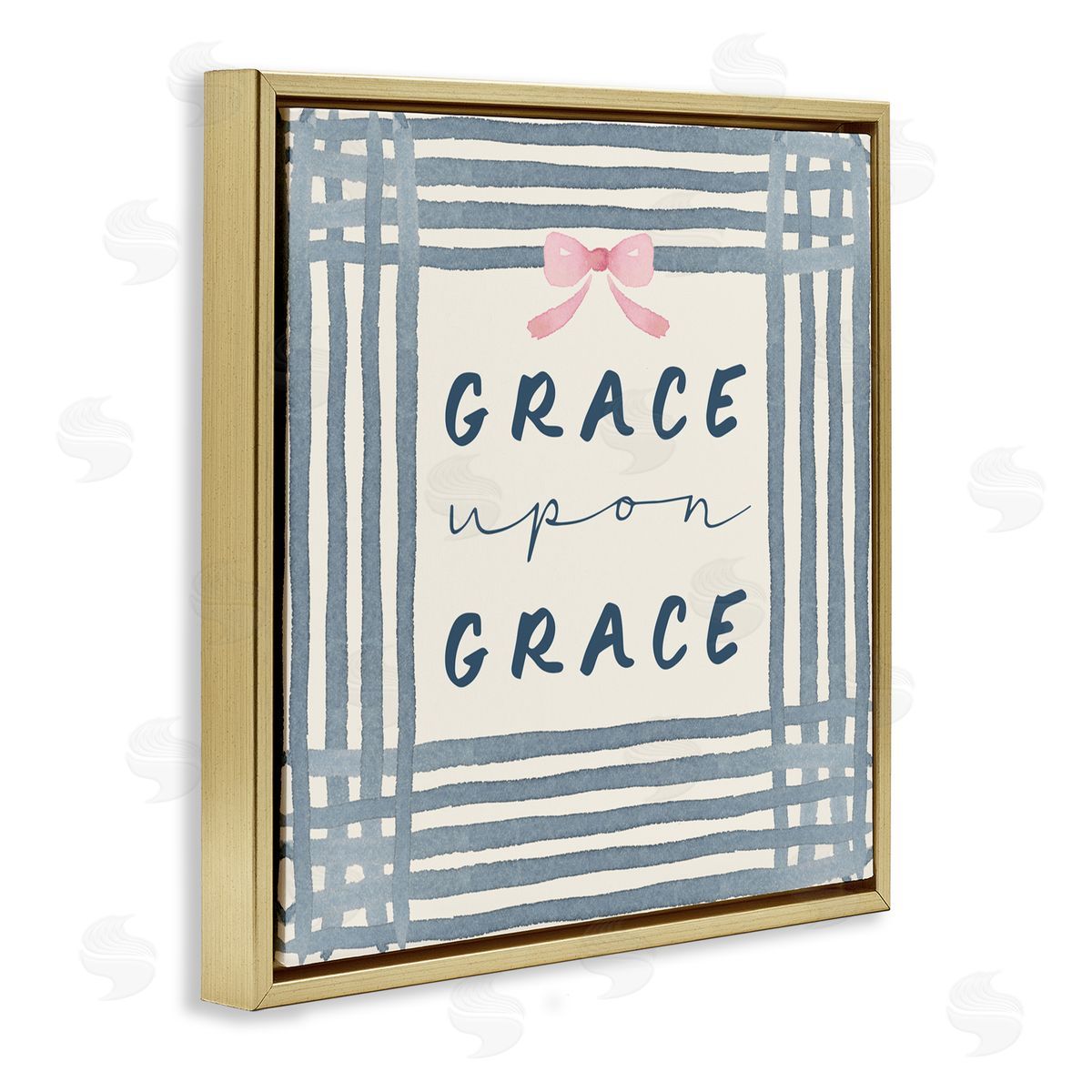 Blue Chair Blessing Upon Grace with Pink Bow Canvas Wall Art Print