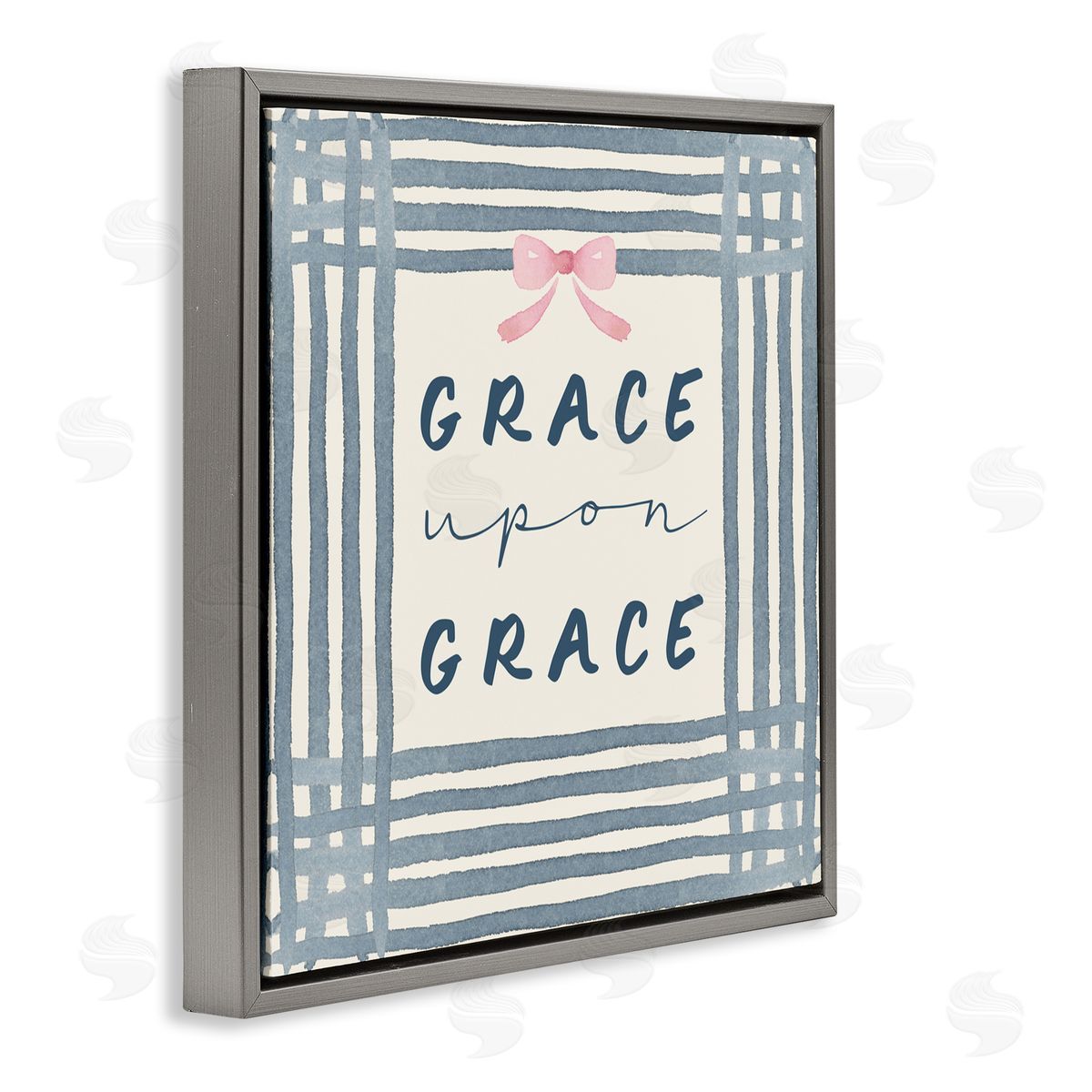Blue Chair Blessing Upon Grace with Pink Bow Canvas Wall Art Print