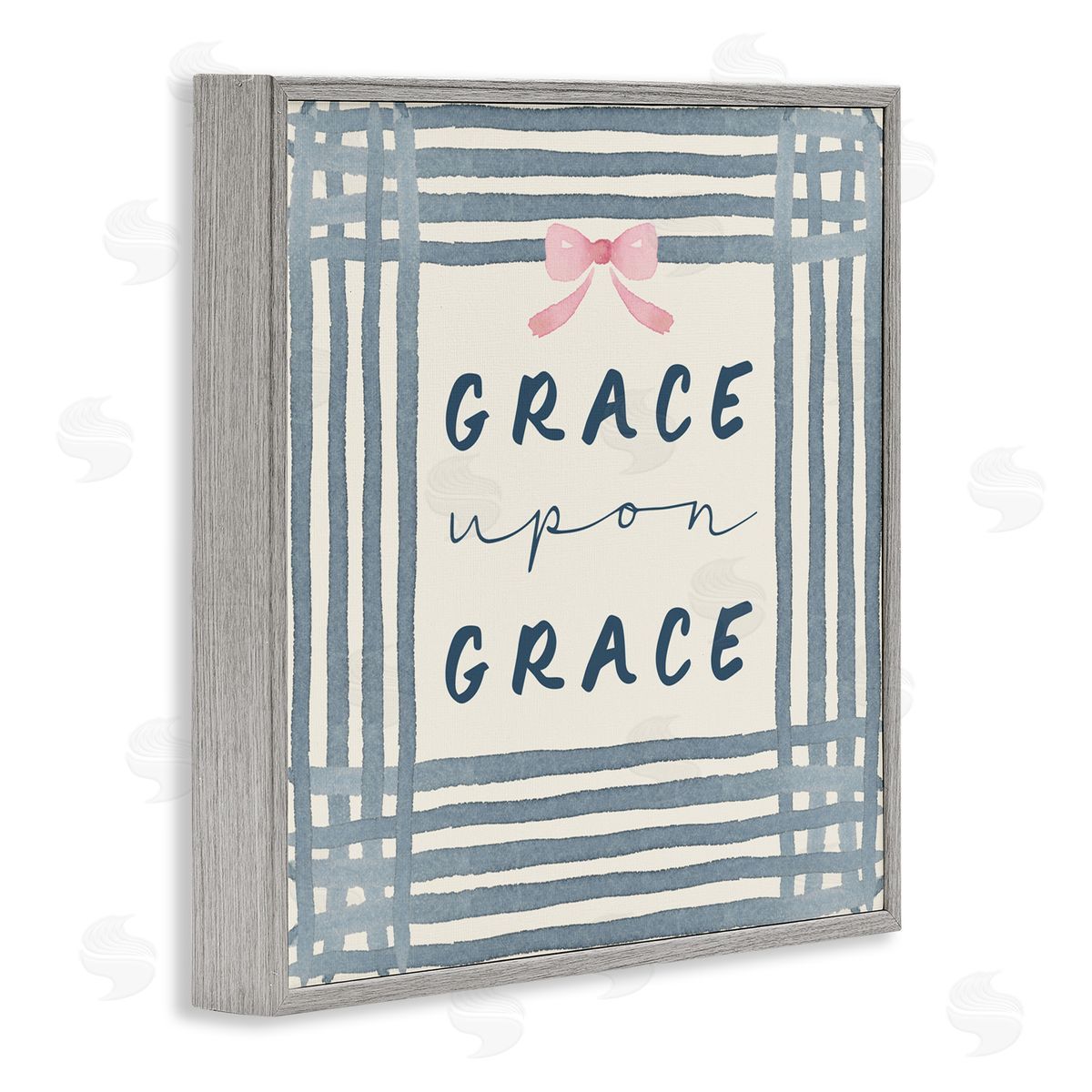 Blue Chair Blessing Upon Grace with Pink Bow Canvas Wall Art Print