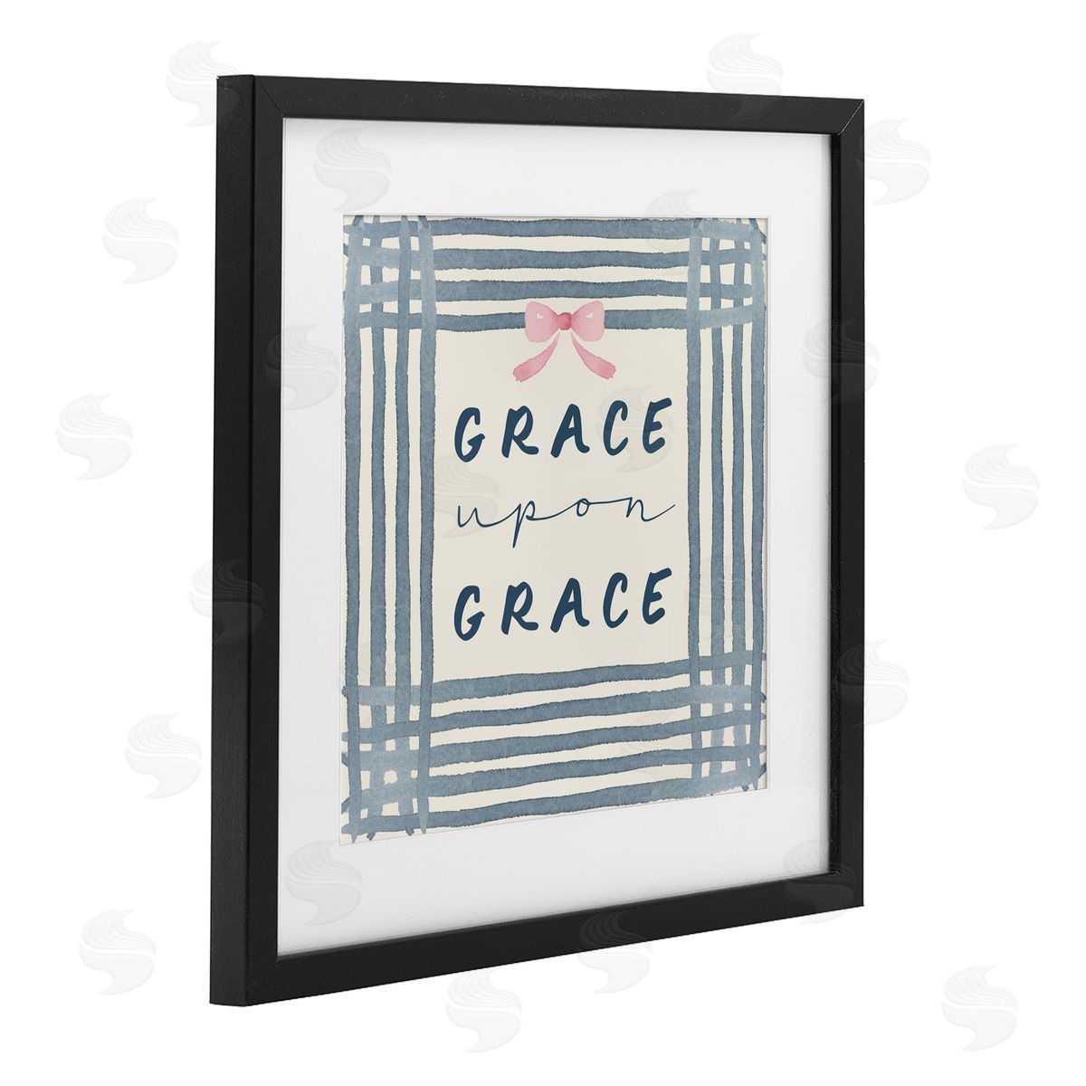 Blue Chair Blessing Upon Grace with Pink Bow Canvas Wall Art Print