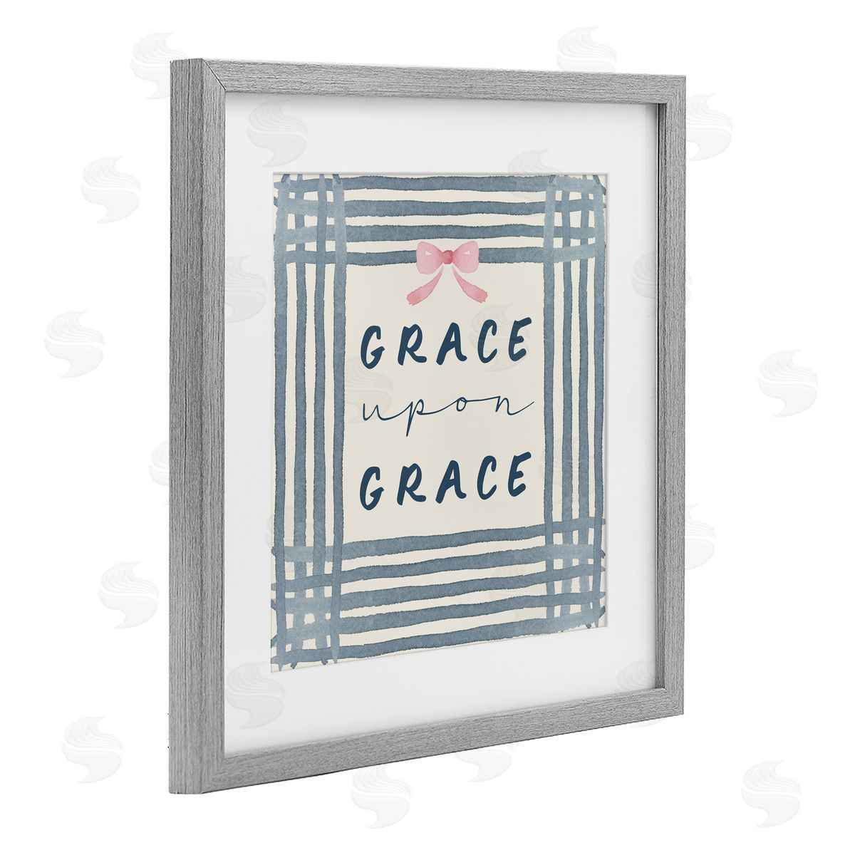 Blue Chair Blessing Upon Grace with Pink Bow Canvas Wall Art Print