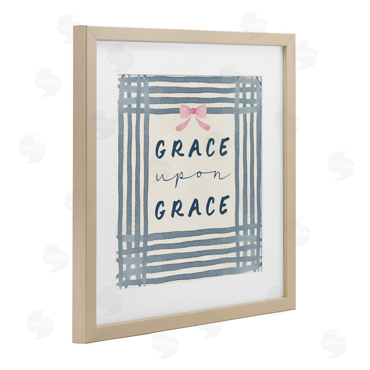 Blue Chair Blessing Upon Grace with Pink Bow Canvas Wall Art Print