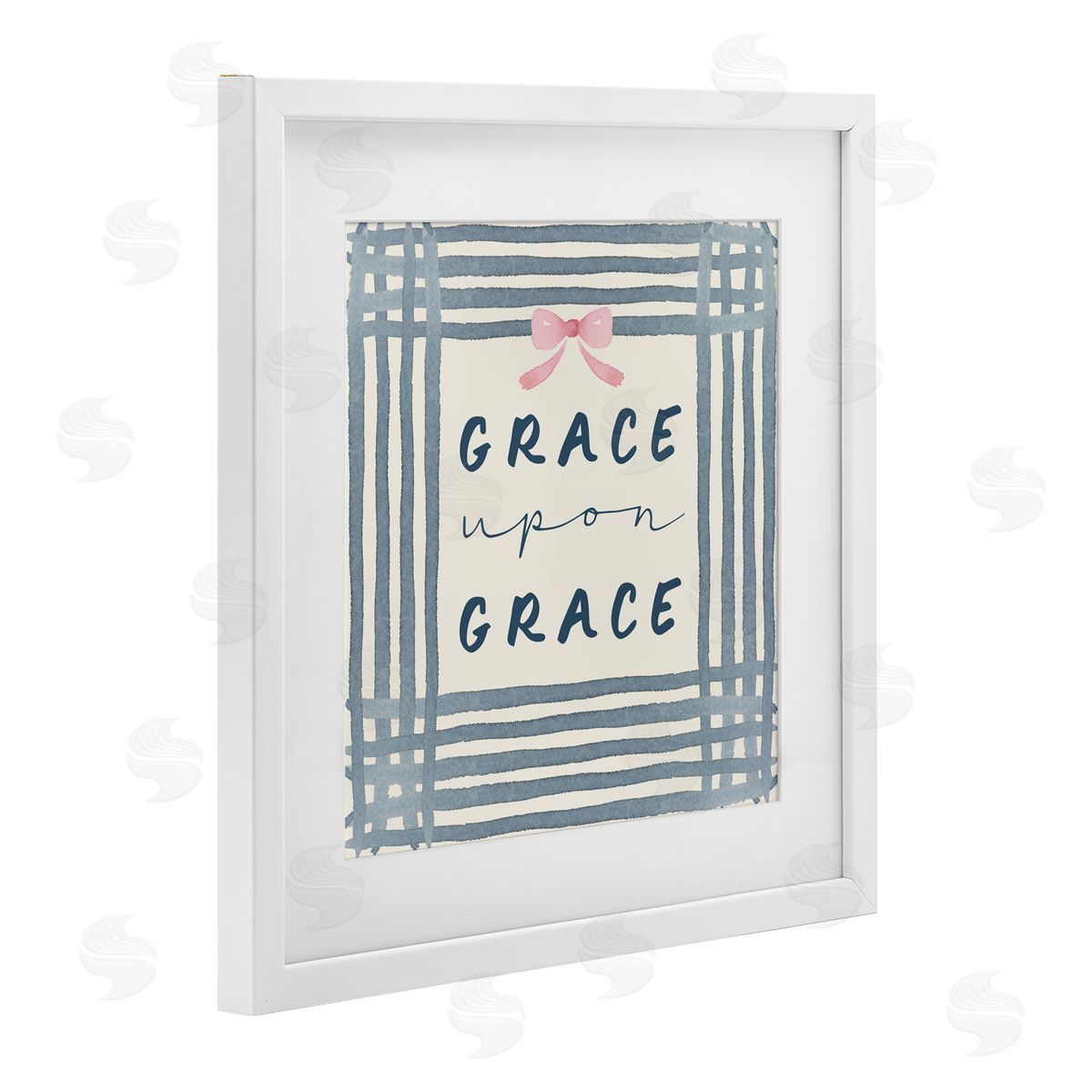 Blue Chair Blessing Upon Grace with Pink Bow Canvas Wall Art Print