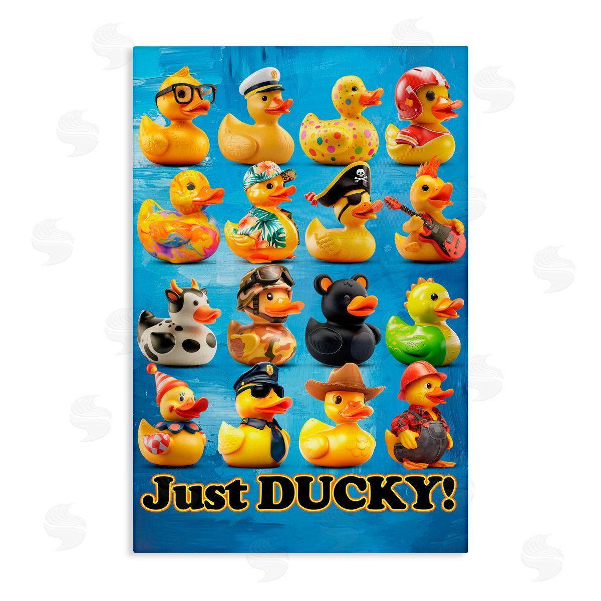 Jim Baldwin Just Ducky on Blue Canvas Wall Art Print