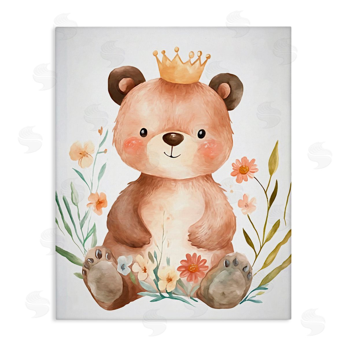 Ramona Murdock Whimsical Crowned Baby Bear Canvas Wall Art Print