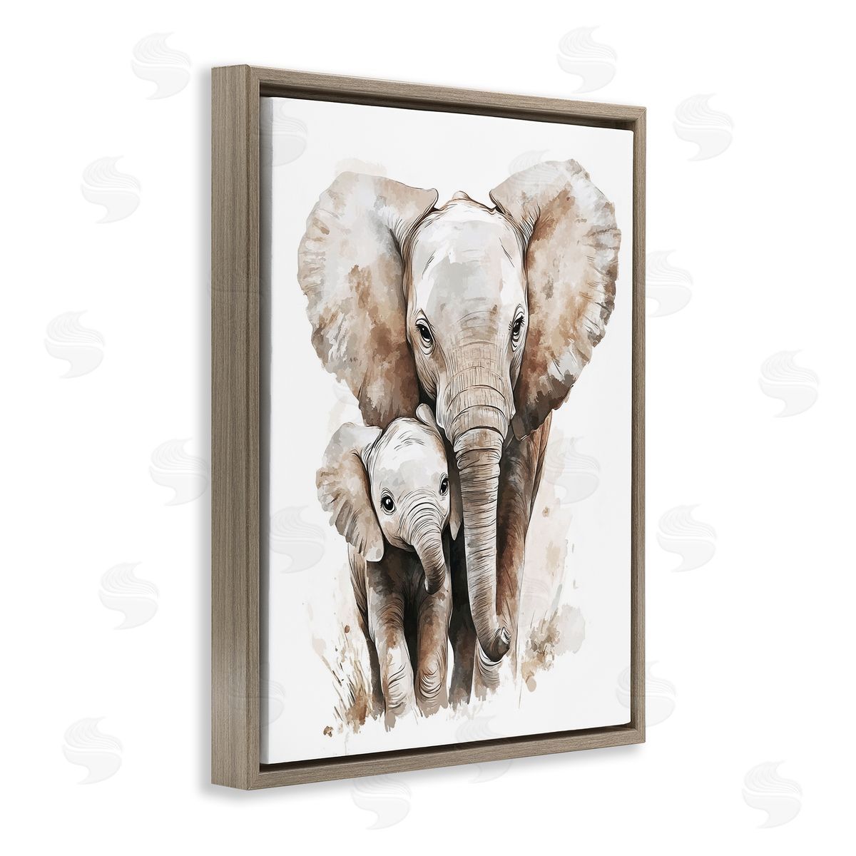 Ramona Murdock Elephant Baby with Mother Canvas Wall Art Print