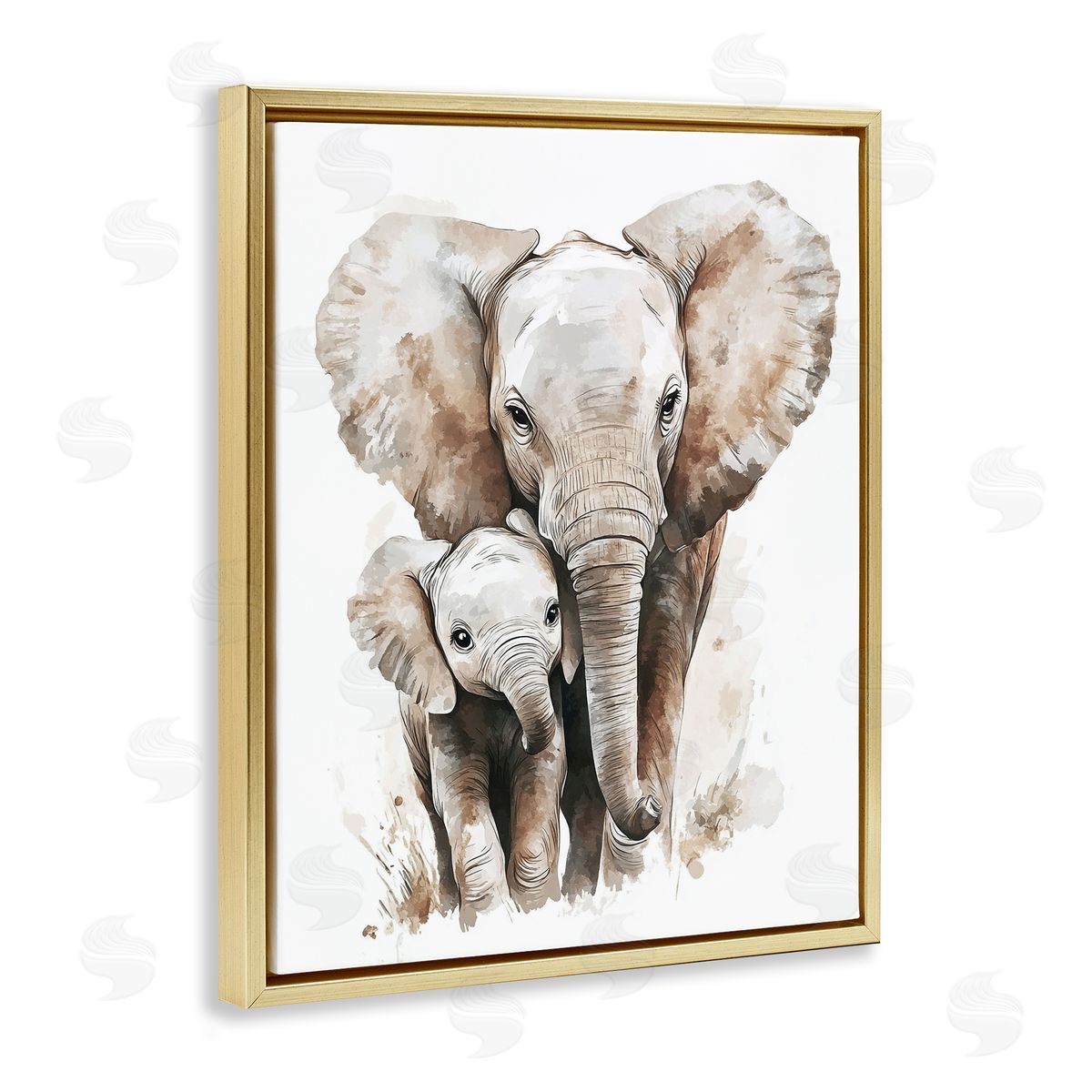 Ramona Murdock Elephant Baby with Mother Canvas Wall Art Print