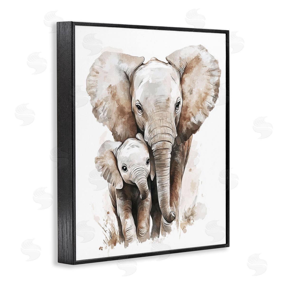Ramona Murdock Elephant Baby with Mother Canvas Wall Art Print