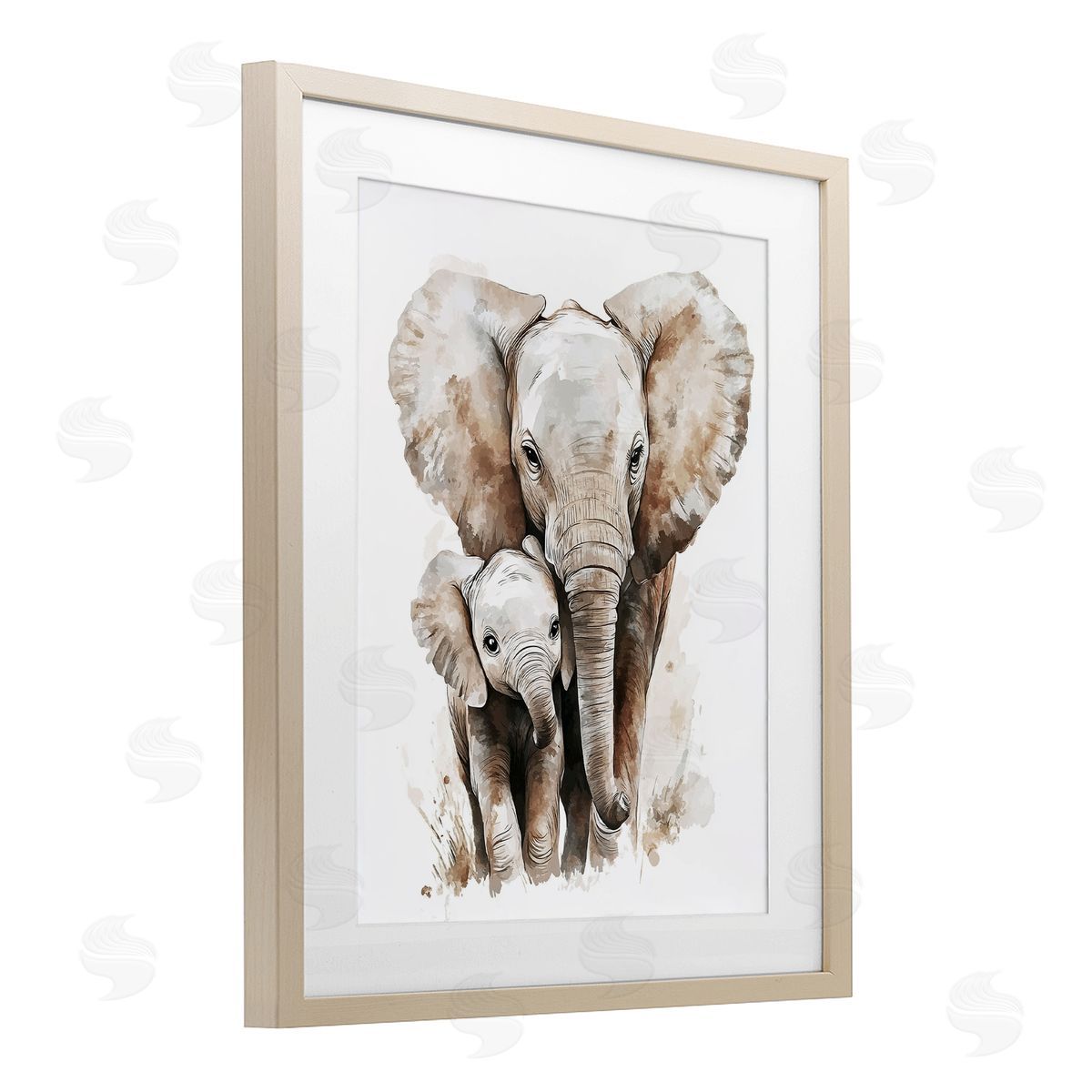 Ramona Murdock Elephant Baby with Mother Canvas Wall Art Print