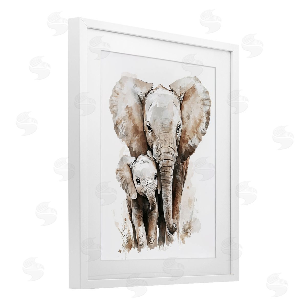 Ramona Murdock Elephant Baby with Mother Canvas Wall Art Print