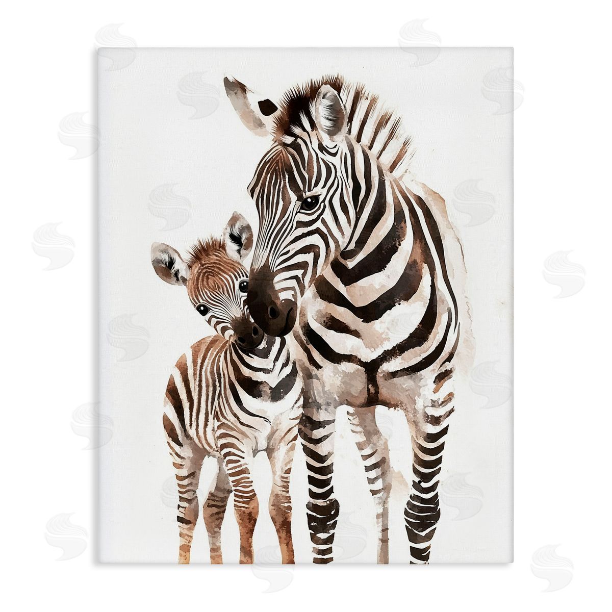 Ramona Murdock Zebra Baby with Mother Canvas Wall Art Print