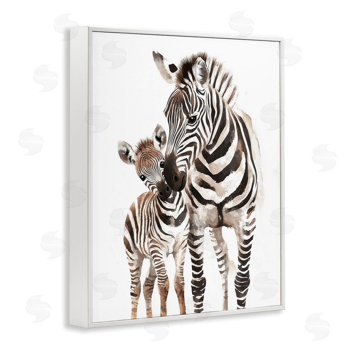 Ramona Murdock Zebra Baby with Mother Canvas Wall Art Print