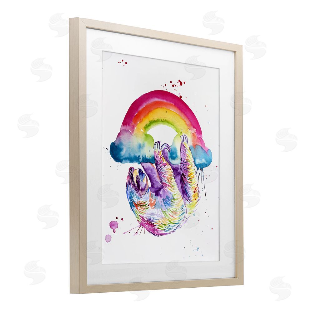 Jennifer Seeley Sloth Hanging From Rainbow Birch Framed Print Under Glass Art