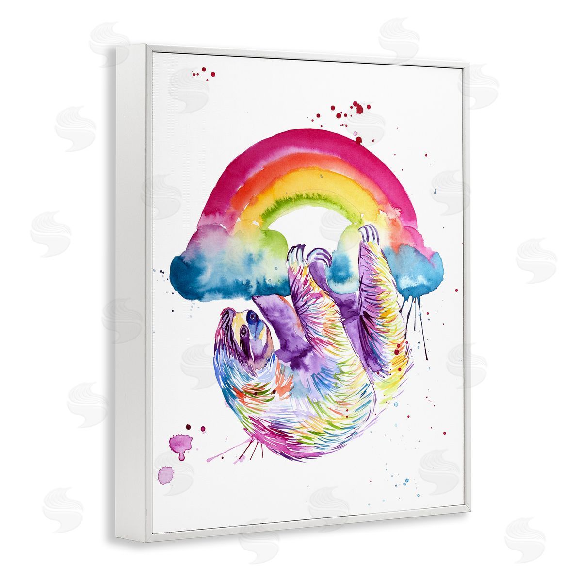 Jennifer Seeley Sloth Hanging From Rainbow White Frame Giclee Art Print