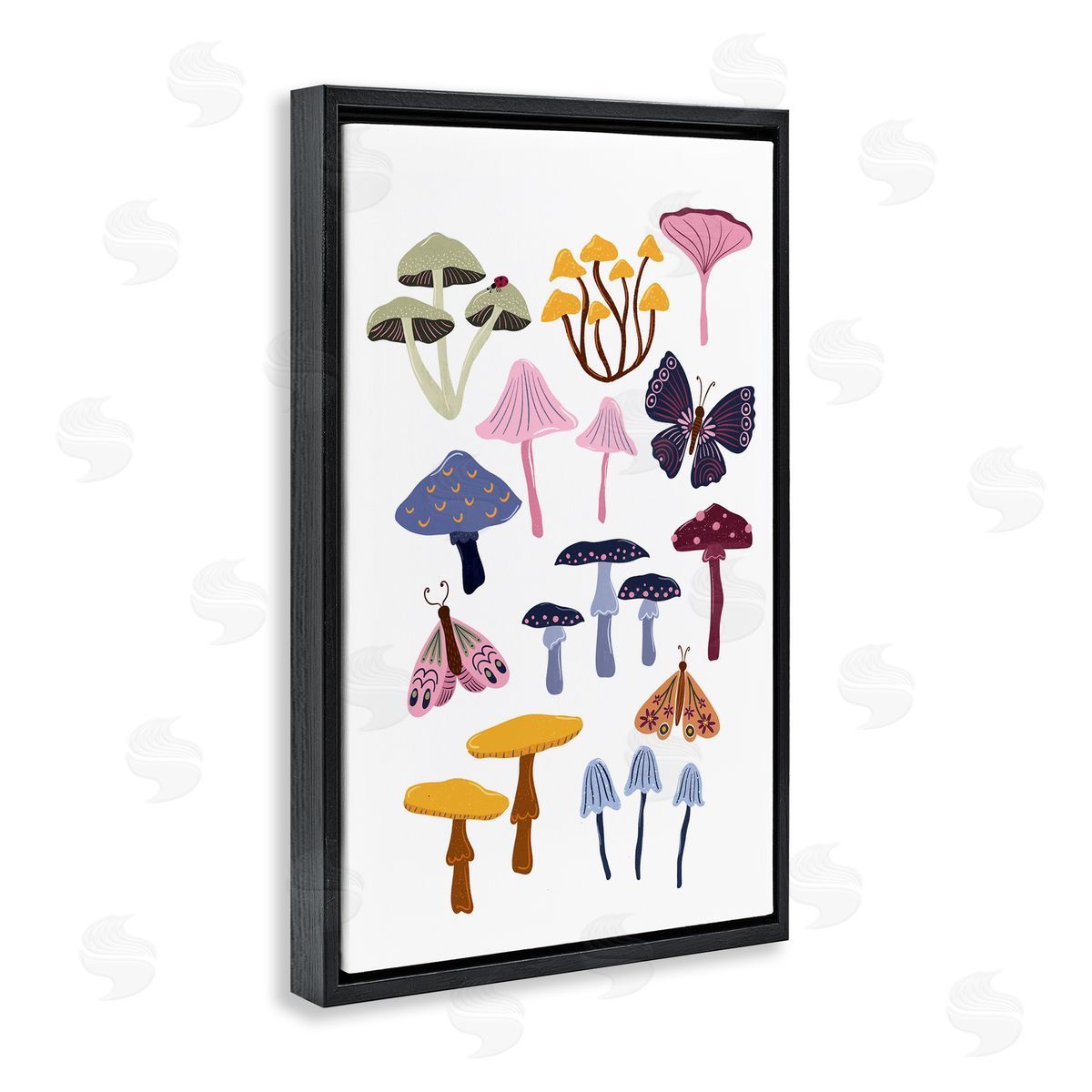 JJ Design House LLC Various Mushrooms with Insects Canvas Wall Art Print