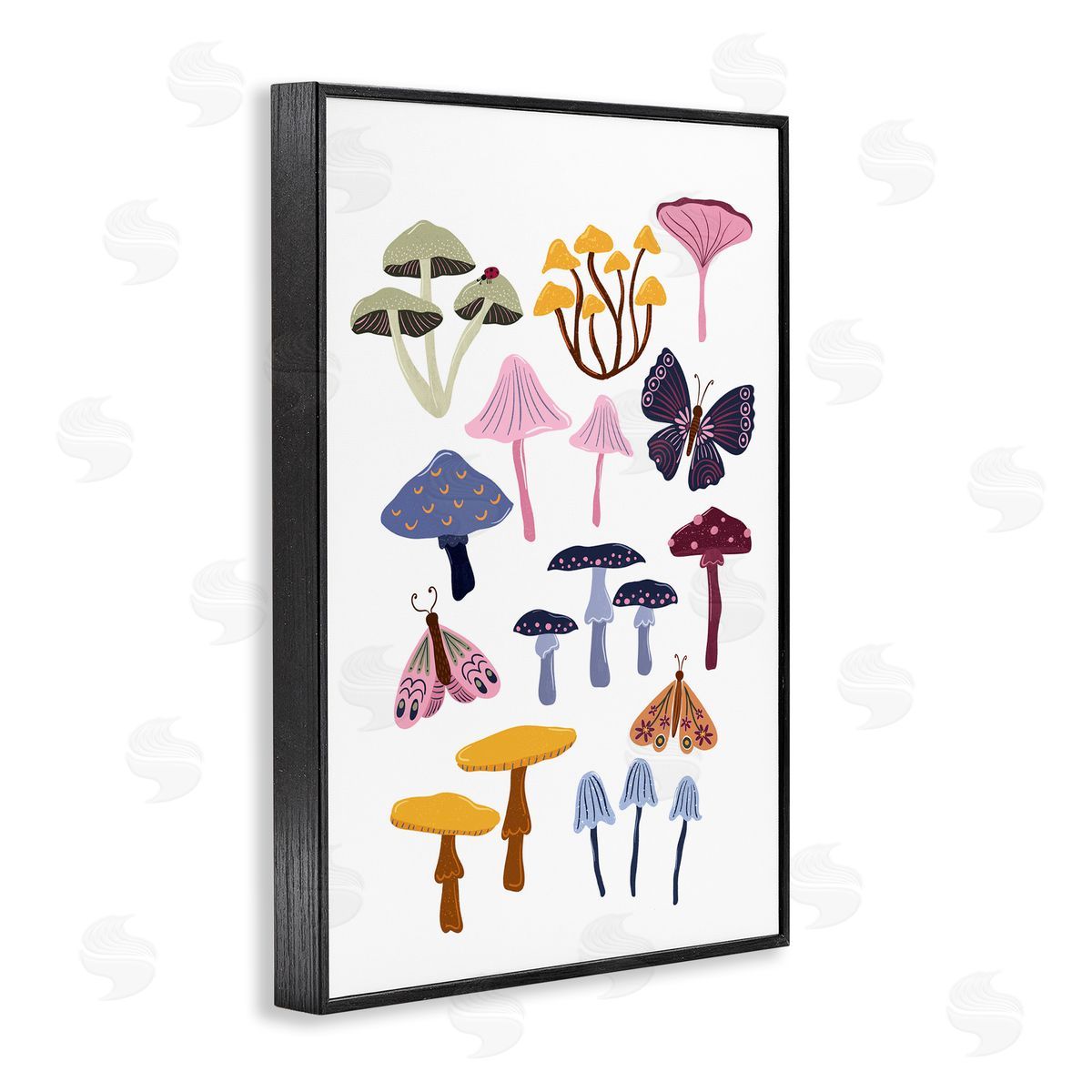 JJ Design House LLC Various Mushrooms with Insects Canvas Wall Art Print