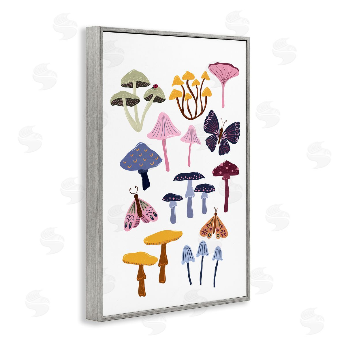 JJ Design House LLC Various Mushrooms with Insects Canvas Wall Art Print