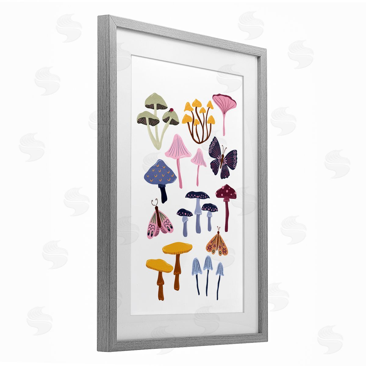 JJ Design House LLC Various Mushrooms with Insects Canvas Wall Art Print