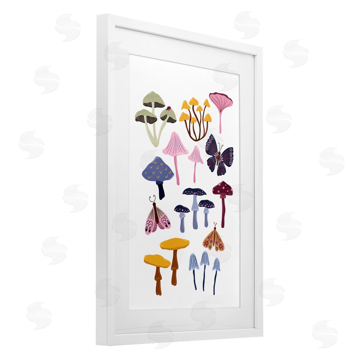 JJ Design House LLC Various Mushrooms with Insects Canvas Wall Art Print