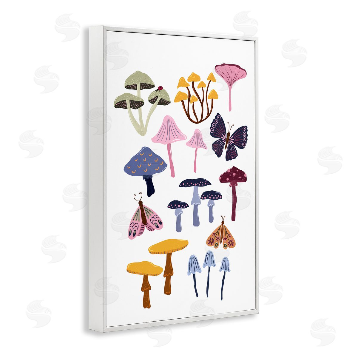 JJ Design House LLC Various Mushrooms with Insects Canvas Wall Art Print
