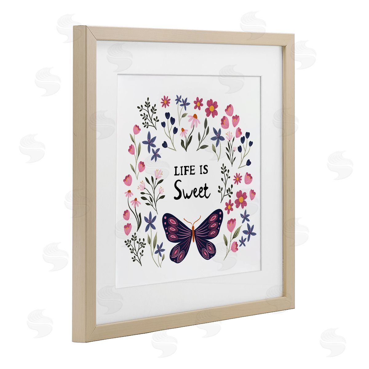 JJ Design House LLC Life Is Sweet Floral Butterfly Canvas Wall Art Print