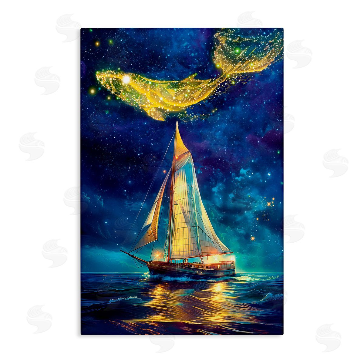 Image World Whale Constellation At Sea Canvas Wall Art Print