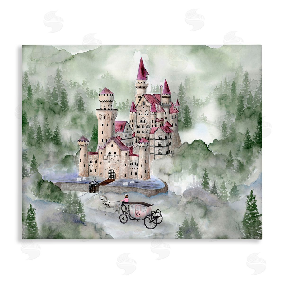 Brett Blumenthal Elegant Carriage to Castle Canvas Wall Art Print