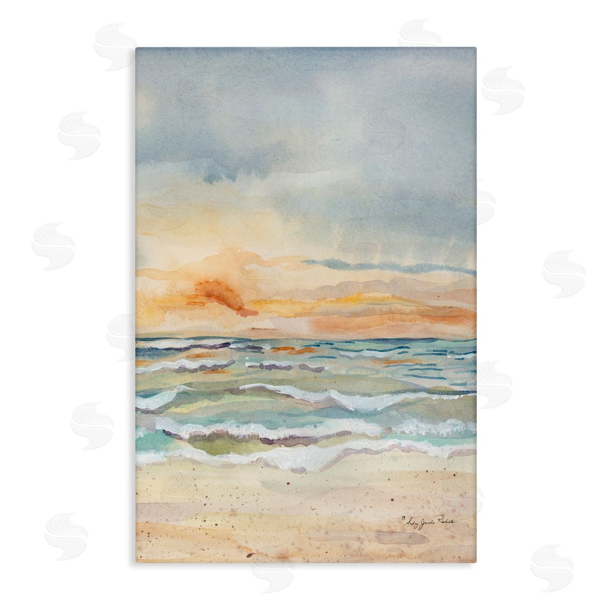 Audrey Jeanne Roberts Sunrise Serenity Sea Waves Canvas Wall Art Print