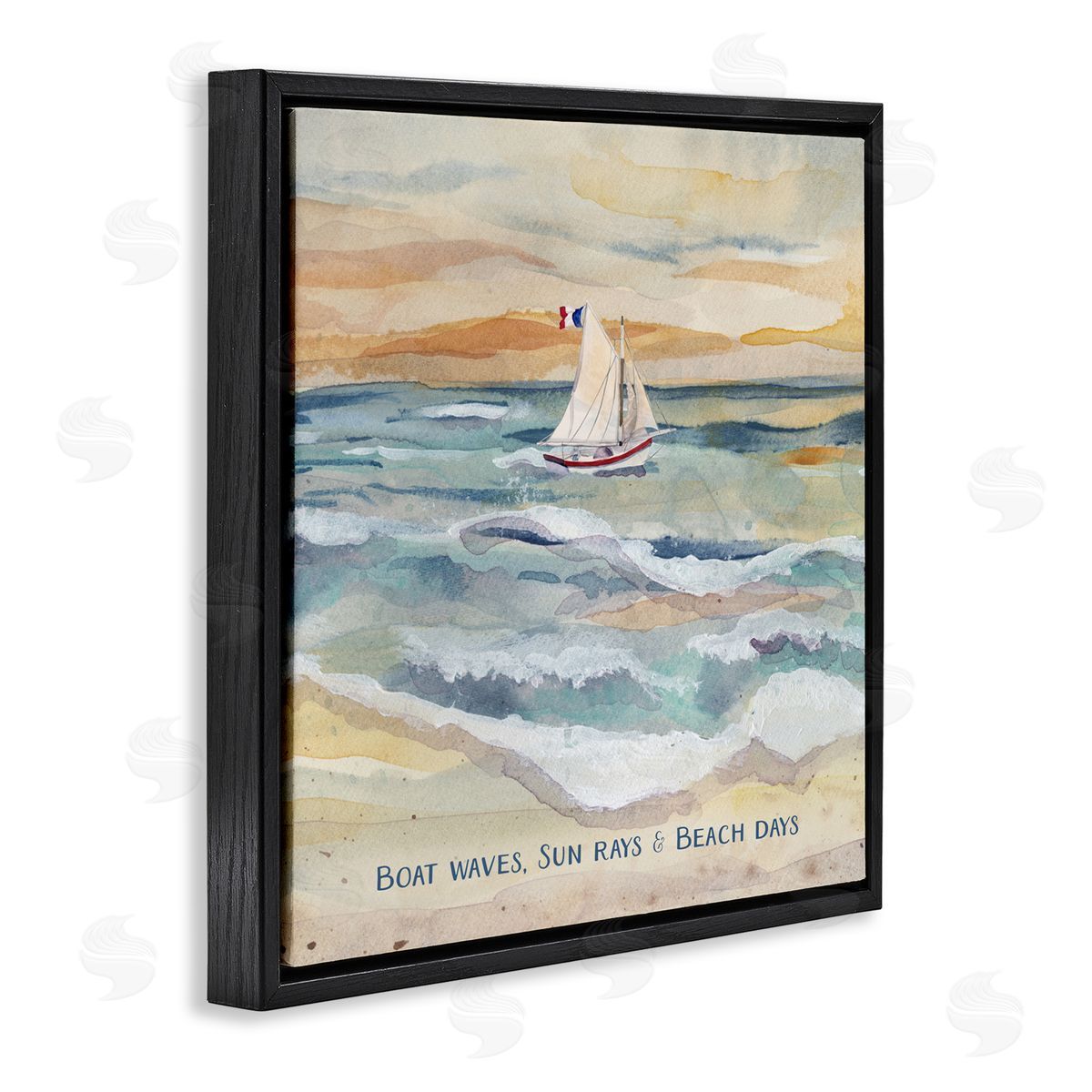 Audrey Jeanne Roberts Boat Waves Sun Rays Beach Days Canvas Wall Art Print