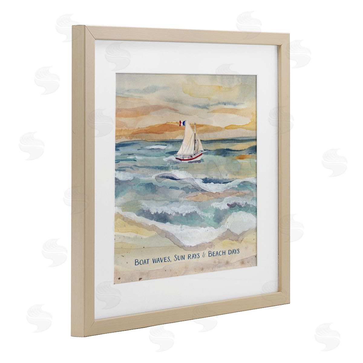 Audrey Jeanne Roberts Boat Waves Sun Rays Beach Days Canvas Wall Art Print