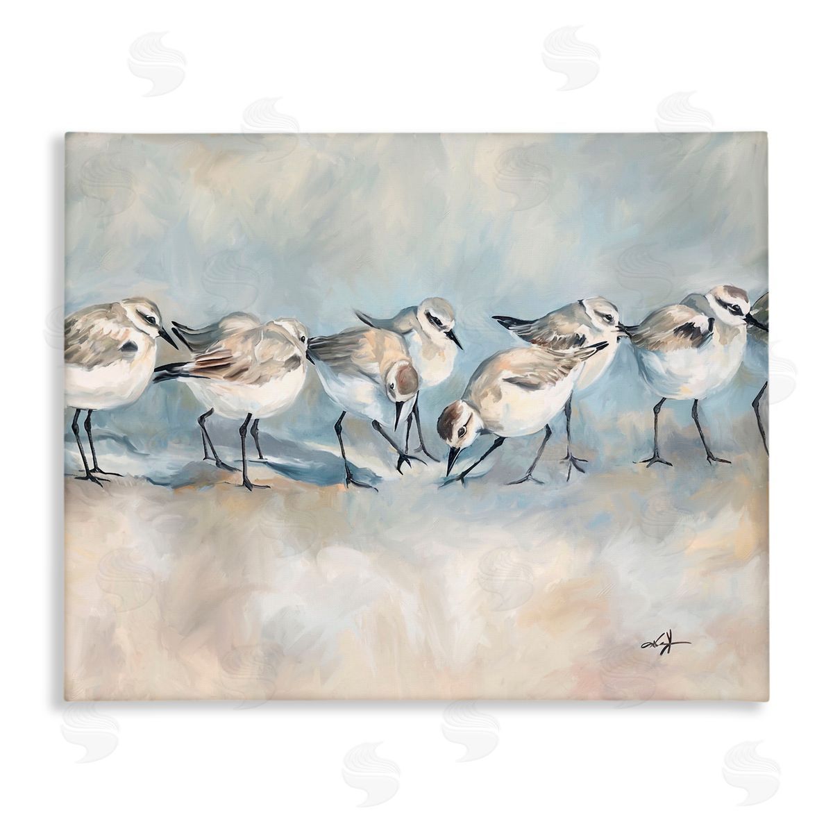 Ramona Murdock Shore Birds Lineup on Beach Canvas Wall Art Print