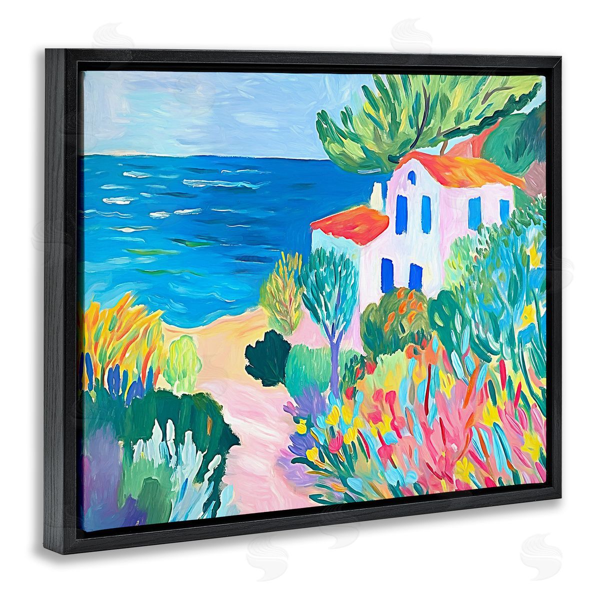 Ramona Murdock Vibrant House On The Beach Canvas Wall Art Print