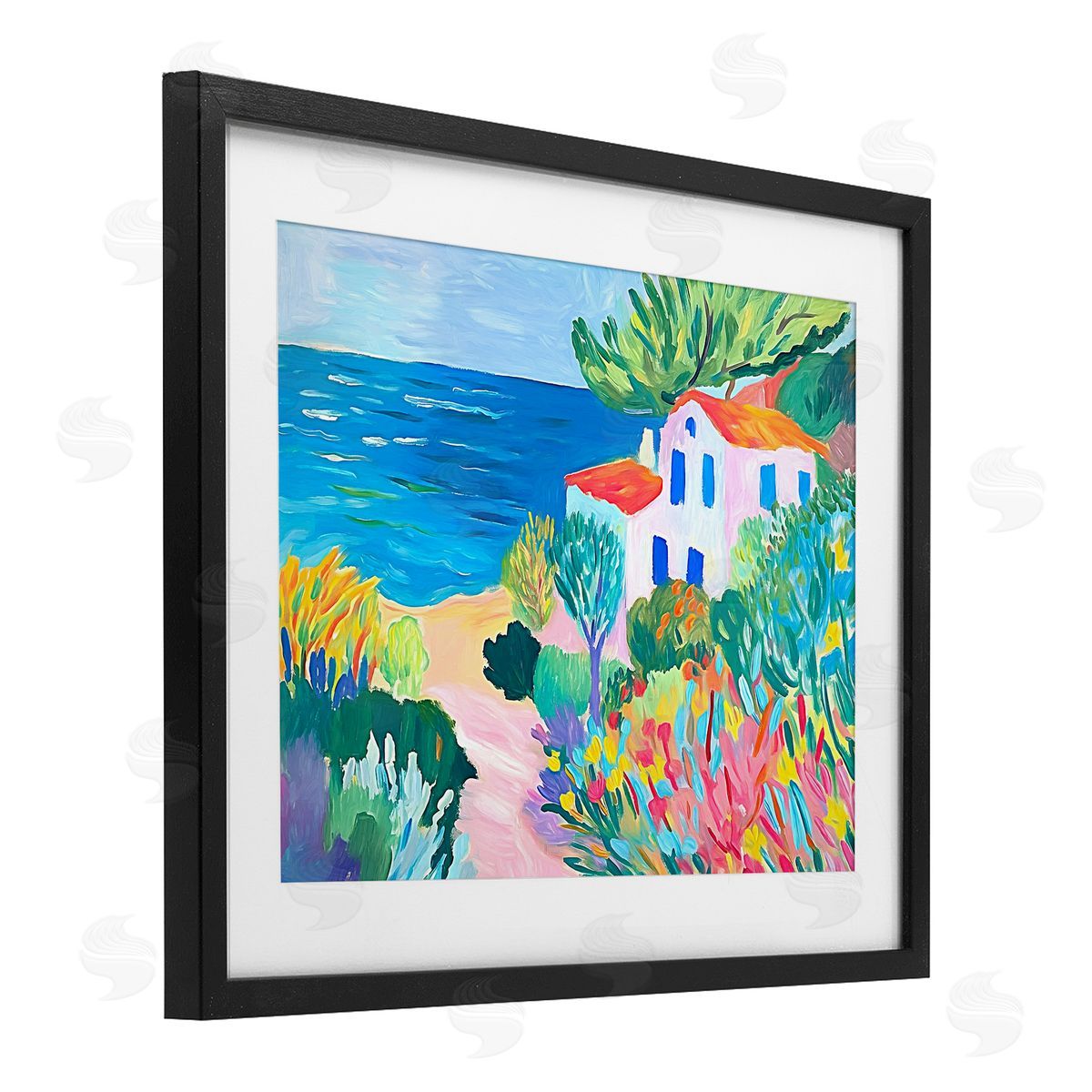 Ramona Murdock Vibrant House On The Beach Canvas Wall Art Print