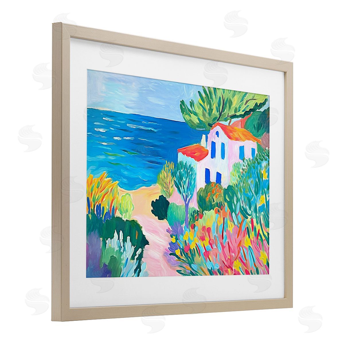 Ramona Murdock Vibrant House On The Beach Canvas Wall Art Print