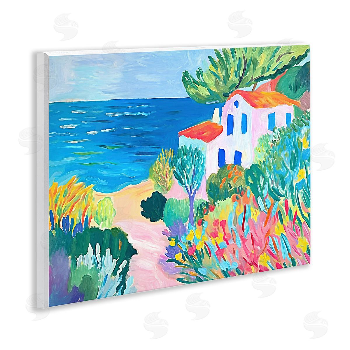 Ramona Murdock Vibrant House On The Beach Canvas Wall Art Print