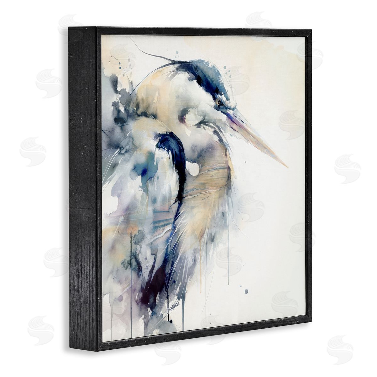 Sally Kaye Barlow/Makaio Design Coastal Serenity Blue Heron Black Framed Giclee Art Print
