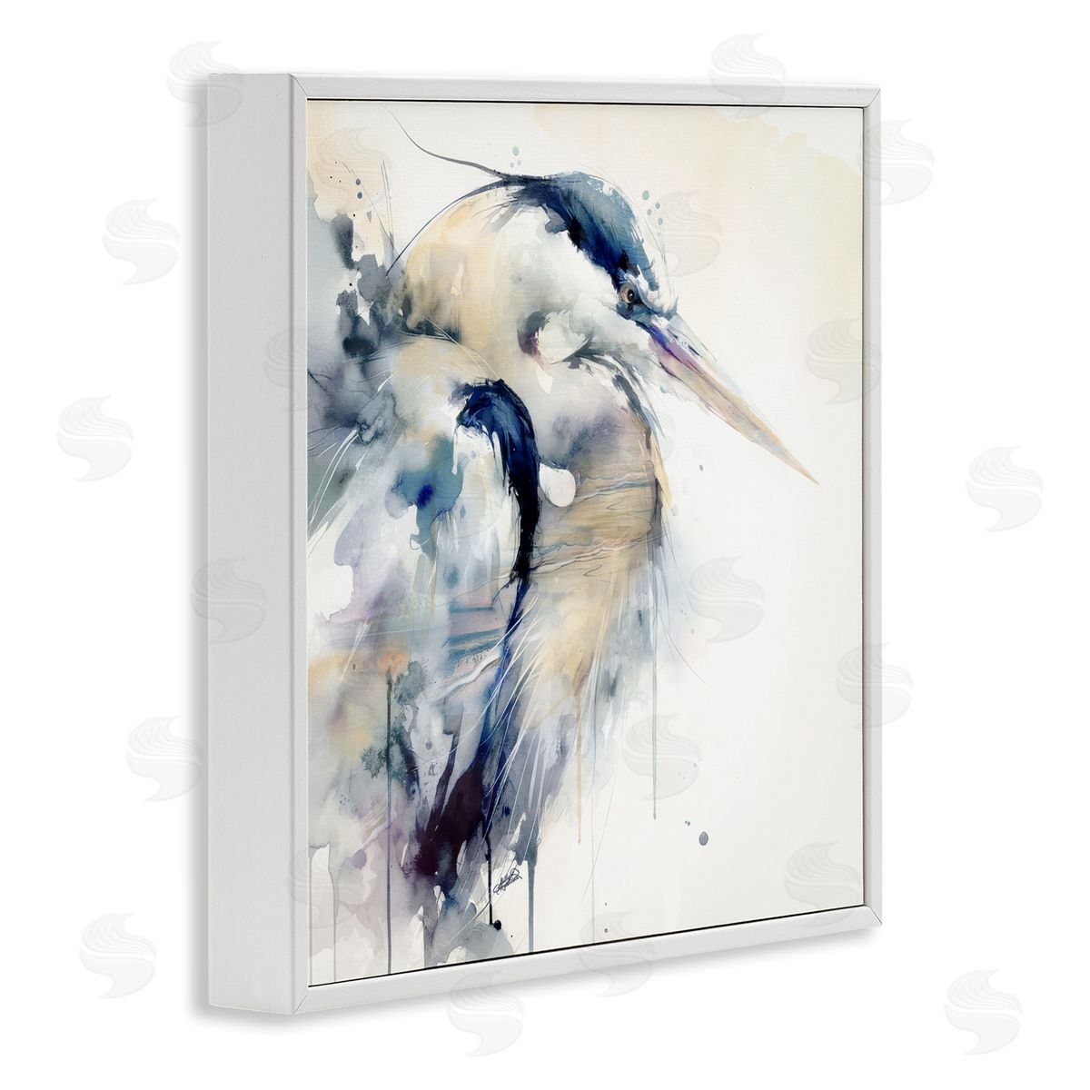 Sally Kaye Barlow/Makaio Design Coastal Serenity Blue Heron White Frame Giclee Art Print