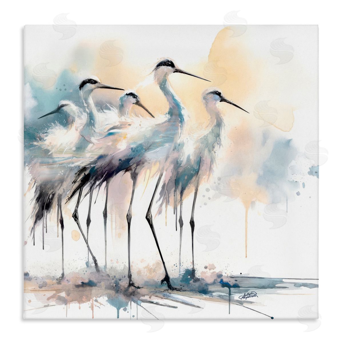 Sally Kaye Barlow/Makaio Design Coastal Serenity Sea Birds Canvas Wall Art Print