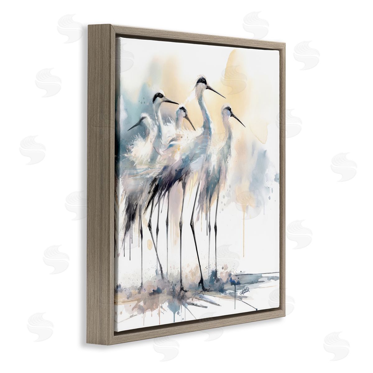 Sally Kaye Barlow/Makaio Design Coastal Serenity Sea Birds Brown Floating Frame Canvas Art Print