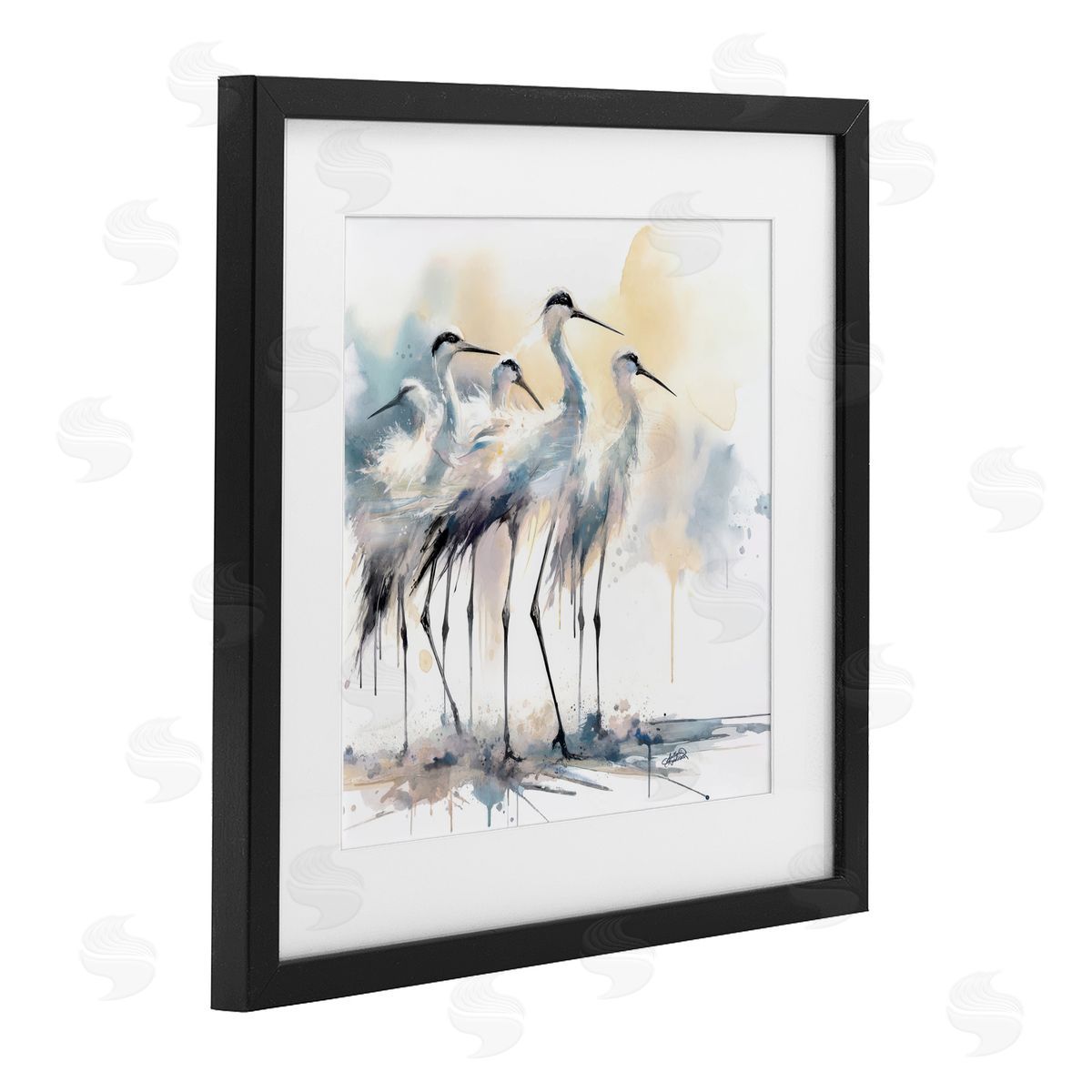 Sally Kaye Barlow/Makaio Design Coastal Serenity Sea Birds Black Framed Print Under Glass Art