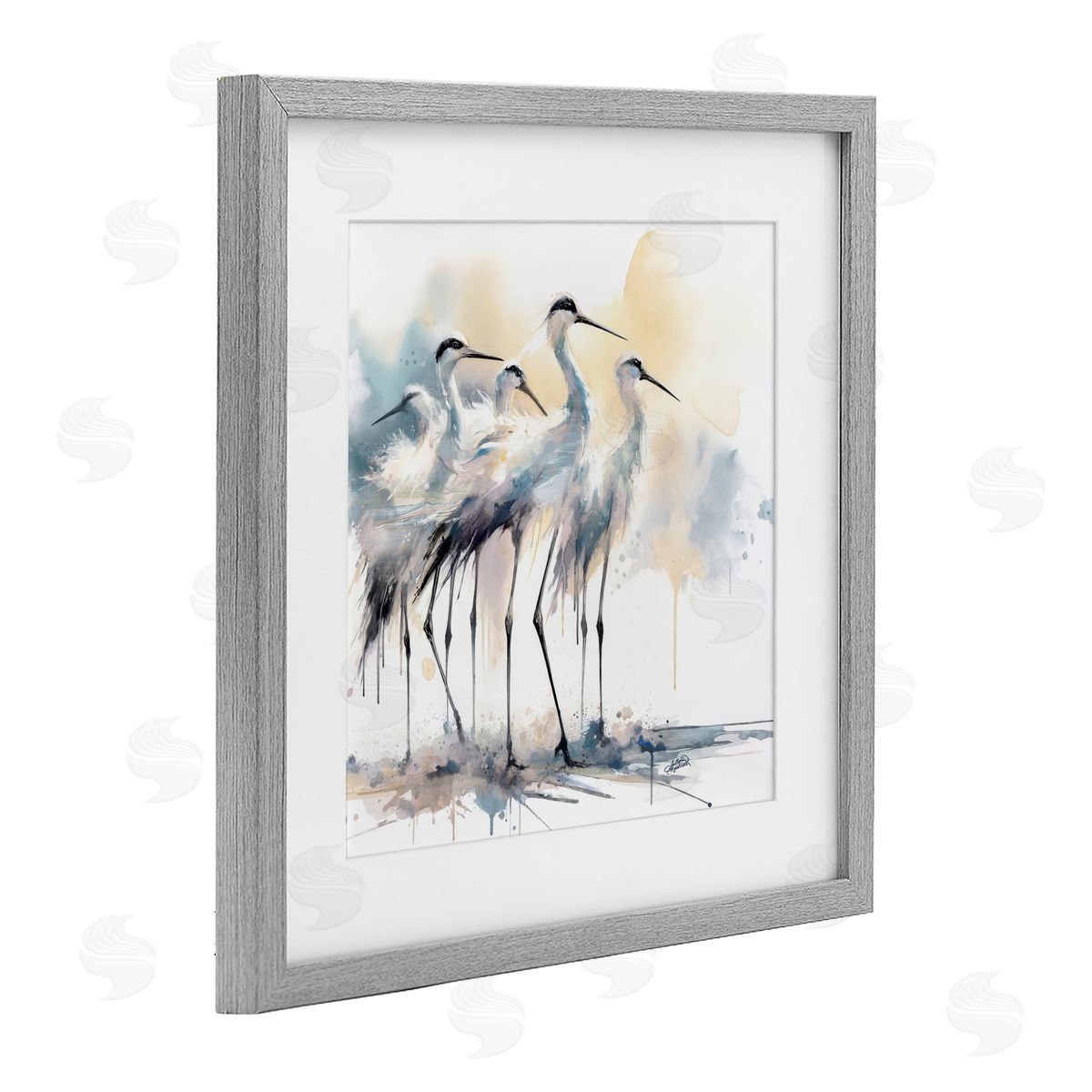 Sally Kaye Barlow/Makaio Design Coastal Serenity Sea Birds Gray Framed Print Under Glass Art