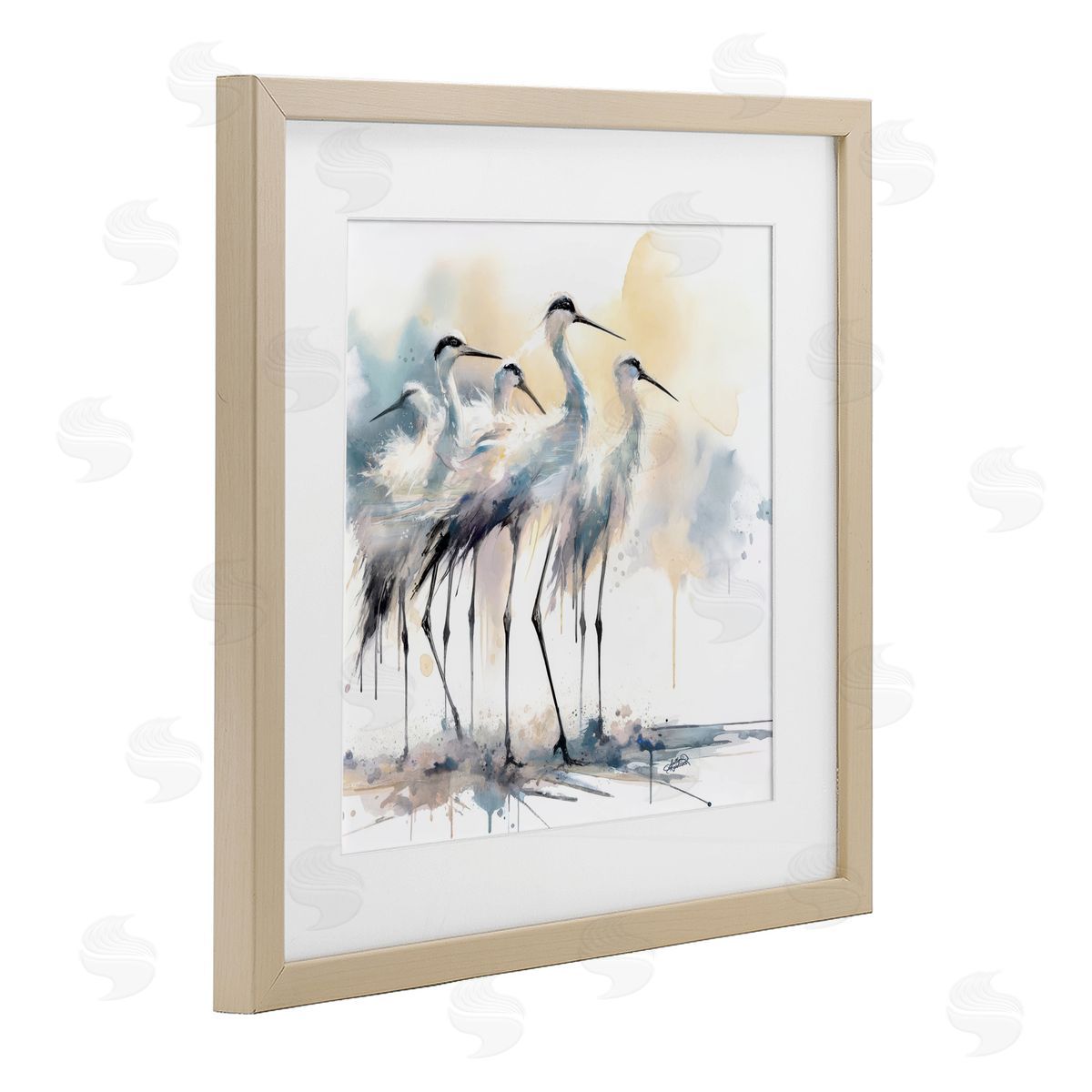 Sally Kaye Barlow/Makaio Design Coastal Serenity Sea Birds Birch Framed Print Under Glass Art