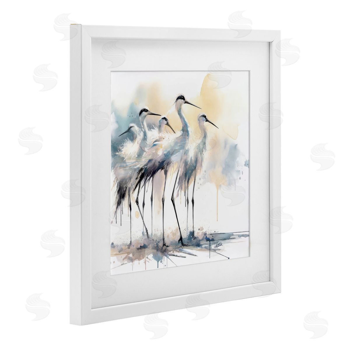 Sally Kaye Barlow/Makaio Design Coastal Serenity Sea Birds White Framed Print Under Glass Art
