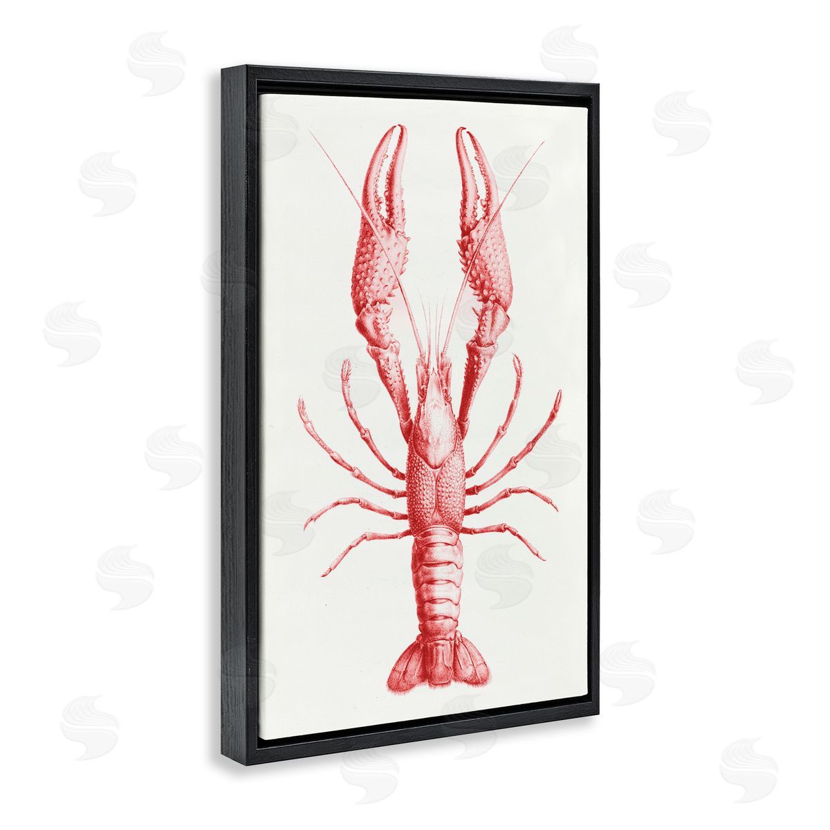 Tina Higgins Designs Inc. Red Lobster Traditional Details Black Floating Frame Canvas Wall Art Print