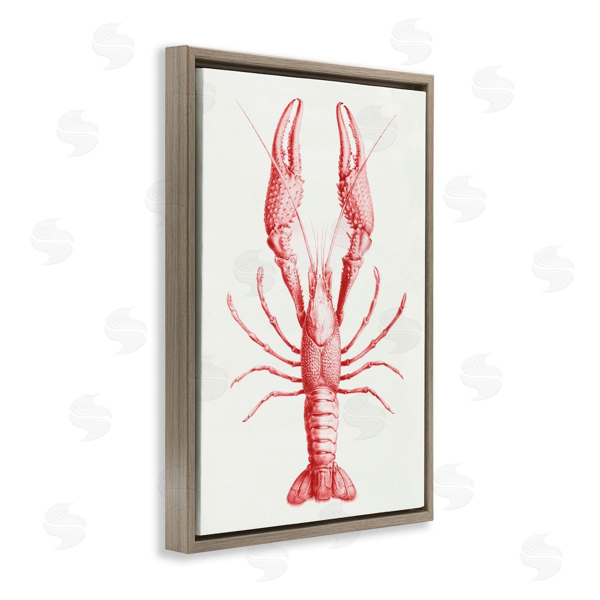Tina Higgins Designs Inc. Red Lobster Traditional Details Brown Floating Frame Canvas Art Print