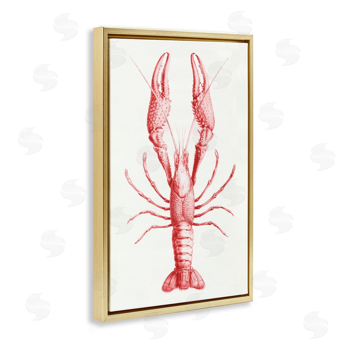 Tina Higgins Designs Inc. Red Lobster Traditional Details Gold Floating Frame Canvas Art Print