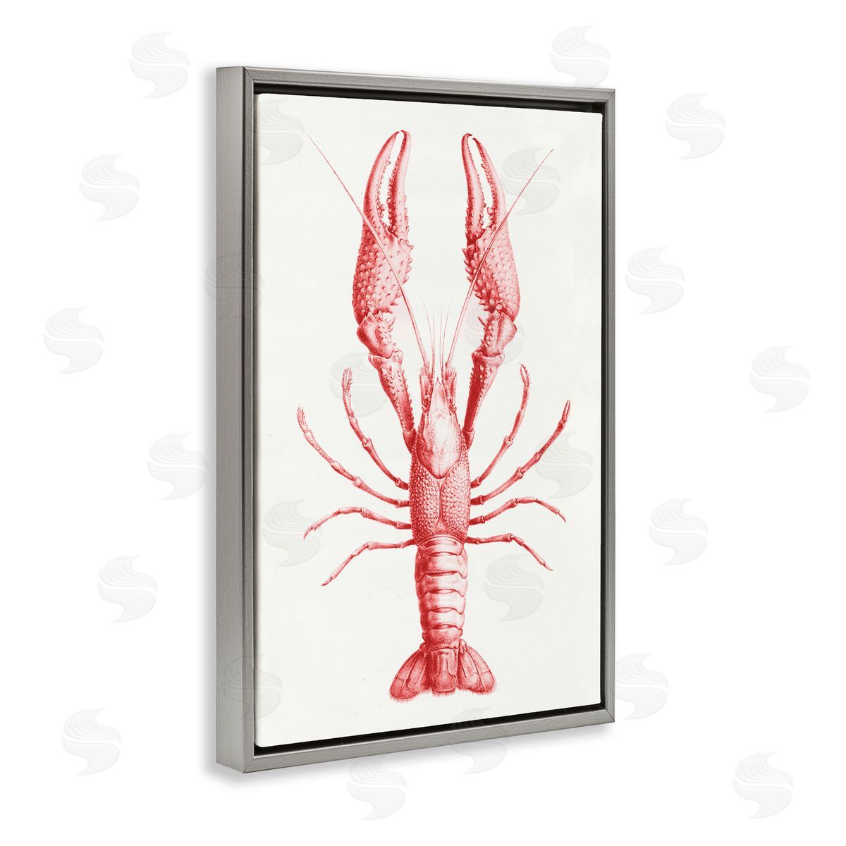 Tina Higgins Designs Inc. Red Lobster Traditional Details Gray Floating Frame Canvas Art Print