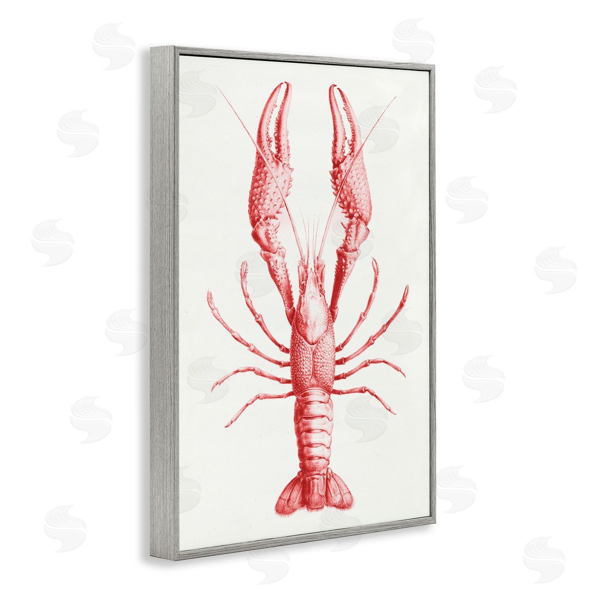 Tina Higgins Designs Inc. Red Lobster Traditional Details Gray Framed Giclee Art Print